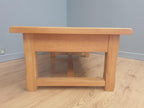 Blonde Oak Coffee Table Drawer Rustic Style Solid Wood Low Table