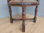 Victorian Mahogany Horseshoe Armchair Faux Leather Wool Seat Antique