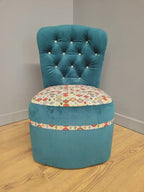 Upholstered Tub Chair Teal Velvet Button Back Accent Seat