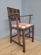 Ercol Colonial Armchair Carved Back New Wool Seat