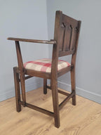 Ercol Colonial Armchair Carved Back New Wool Seat