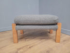 Mid Century Footstool Light Wood Upholstered Cushion Seat