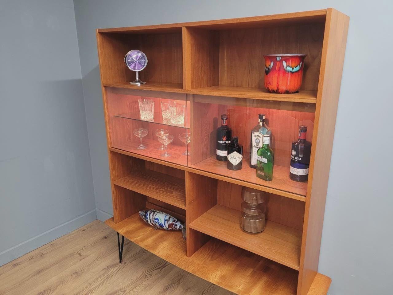 Domino Teak Shelving Unit Mid Century Danish Display Cabinet