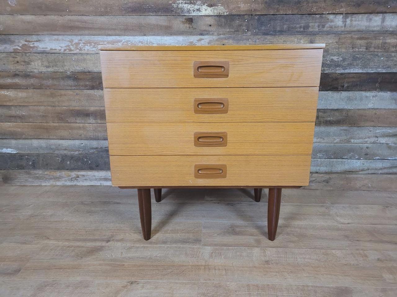 Mid Century Melamine Chest Of Drawers Four Drawer Retro Cabinet