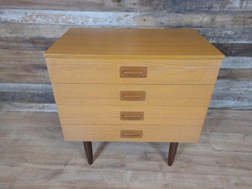 Mid Century Melamine Chest Of Drawers Four Drawer Retro Cabinet