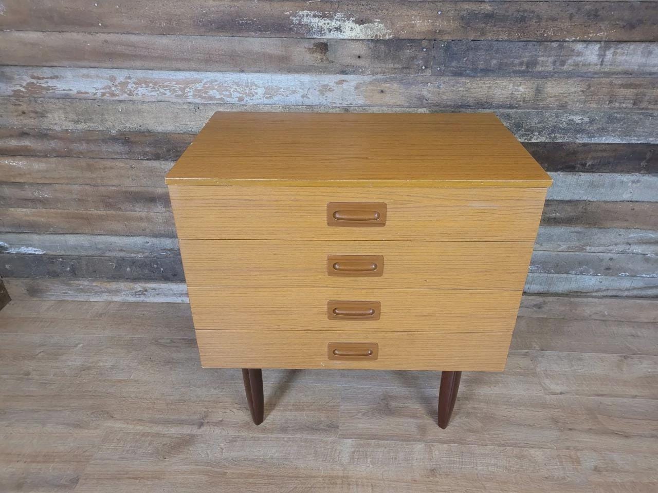 Mid Century Melamine Chest Of Drawers Four Drawer Retro Cabinet