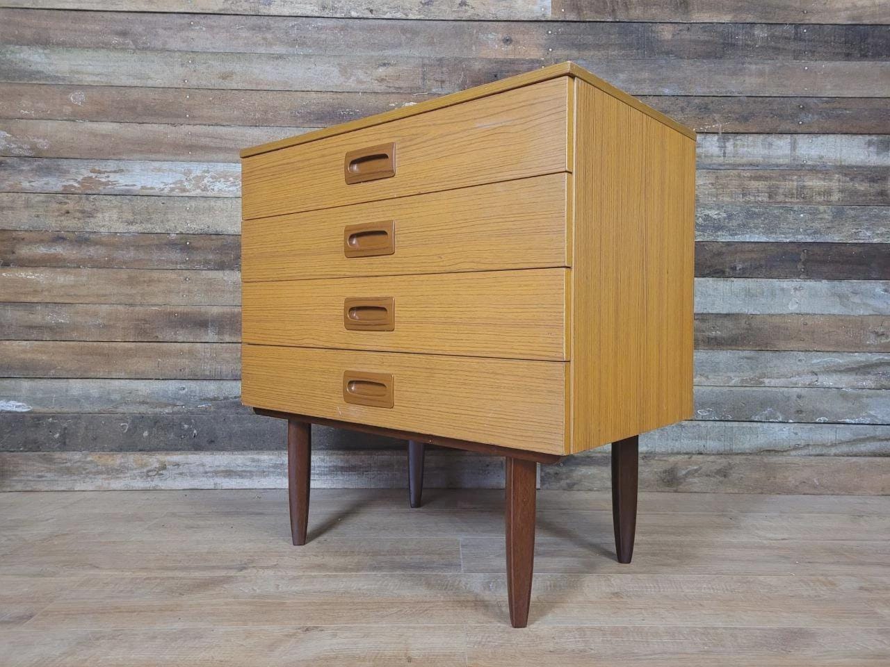 Mid Century Melamine Chest Of Drawers Four Drawer Retro Cabinet