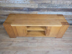 Oak TV Unit Media Cabinet Contemporary Low Sideboard Storage