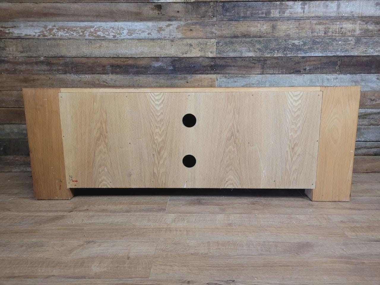 Oak TV Unit Media Cabinet Contemporary Low Sideboard Storage