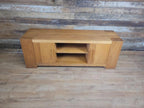 Oak TV Unit Media Cabinet Contemporary Low Sideboard Storage
