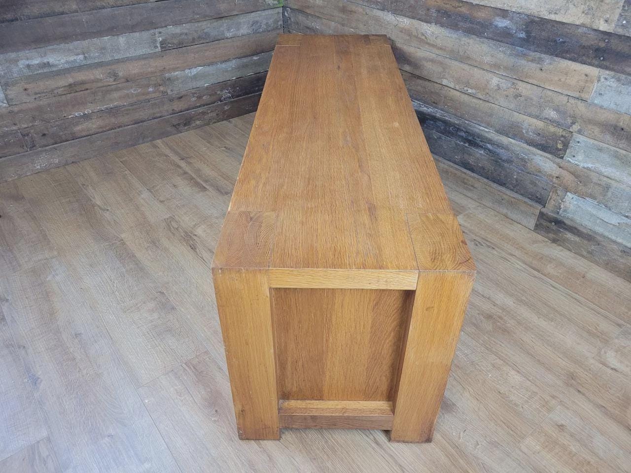 Oak TV Unit Media Cabinet Contemporary Low Sideboard Storage