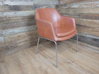 Mid Century Style Faux Leather Tub Chair Chrome Legs Lounge Armchair