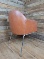 Mid Century Style Faux Leather Tub Chair Chrome Legs Lounge Armchair