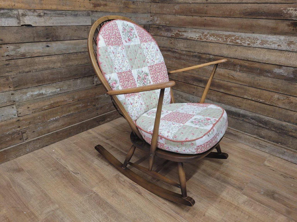 Ercol Windsor Rocking Chair Elm Beech Hoop Back Armchair Blue Label