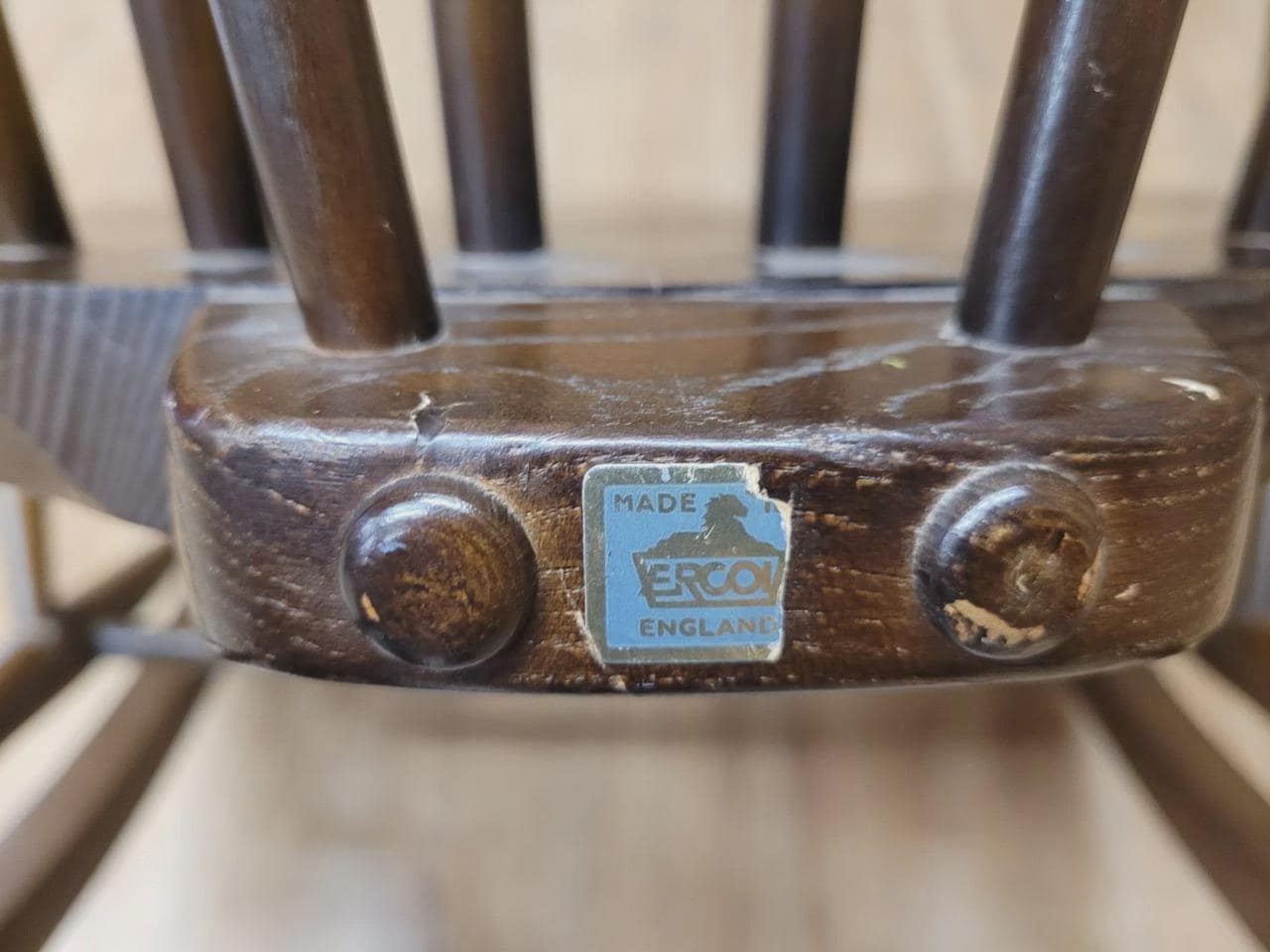 Ercol Windsor Rocking Chair Elm Beech Hoop Back Armchair Blue Label