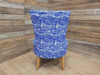 Upholstered Accent Bedroom Chair Blue Designer Fabric Slipper Chair