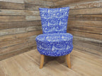 Upholstered Accent Bedroom Chair Blue Designer Fabric Slipper Chair