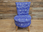 Upholstered Accent Bedroom Chair Blue Designer Fabric Slipper Chair