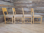 Set Four Blonde Oak Dining Chairs Modern Light Oak Upholstered Seats