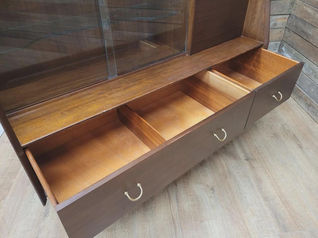 G Plan Teak Sideboard Display Cabinet Mid Century Glass Doors