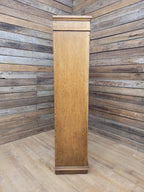Jacobean Style Oak Bookcase Cabinet Glazed Doors Carved Panels Full Of Old Charm