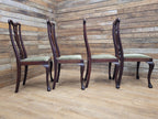 Set Four Mahogany Queen Anne Style Dining Chairs Cabriole Legs