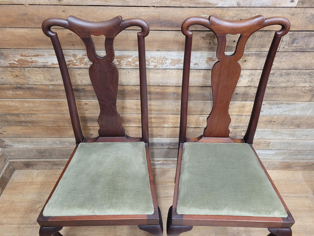 Set Four Mahogany Queen Anne Style Dining Chairs Cabriole Legs