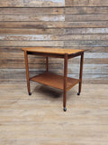 Mid Century Teak Drinks Trolley Serving Cart Removable Tray
