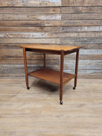 Mid Century Teak Drinks Trolley Serving Cart Removable Tray