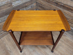 Mid Century Teak Drinks Trolley Serving Cart Removable Tray