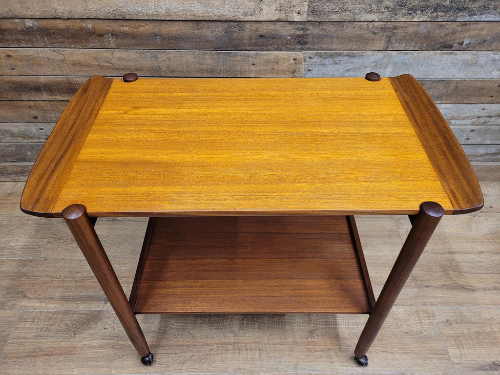 Mid Century Teak Drinks Trolley Serving Cart Removable Tray