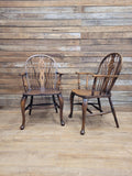 Pair Victorian Elm Windsor Armchairs Cabriole Legs Farmhouse C19th Antique