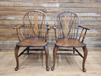 Pair Victorian Elm Windsor Armchairs Cabriole Legs Farmhouse C19th Antique