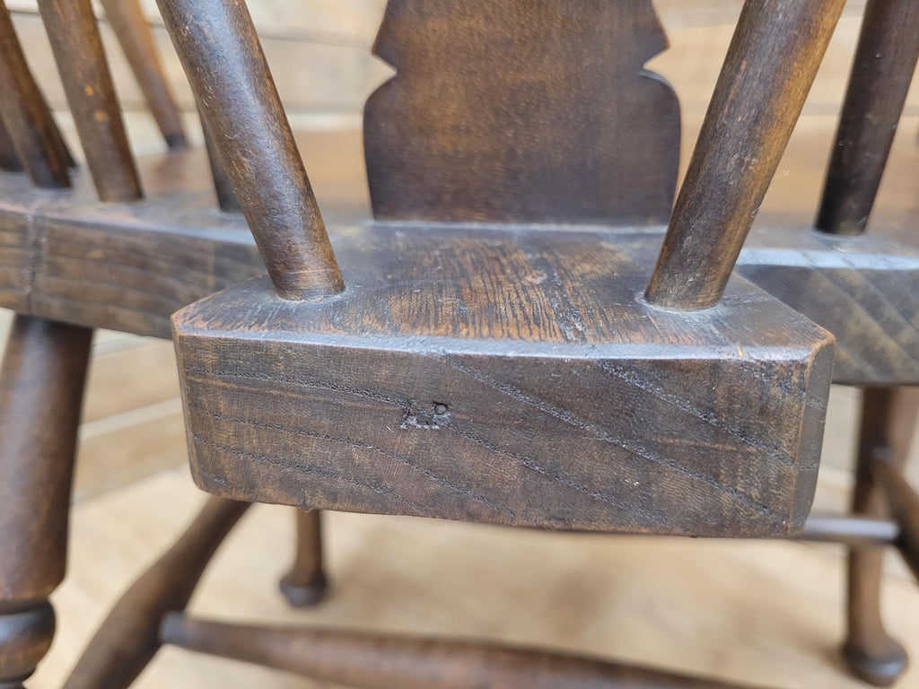 Pair Victorian Elm Windsor Armchairs Cabriole Legs Farmhouse C19th Antique
