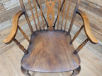 Pair Victorian Elm Windsor Armchairs Cabriole Legs Farmhouse C19th Antique