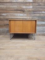 G Plan Teak Sideboard Cabinet Hairpin Legs Mid Century Sliding Door E Gomme MCM