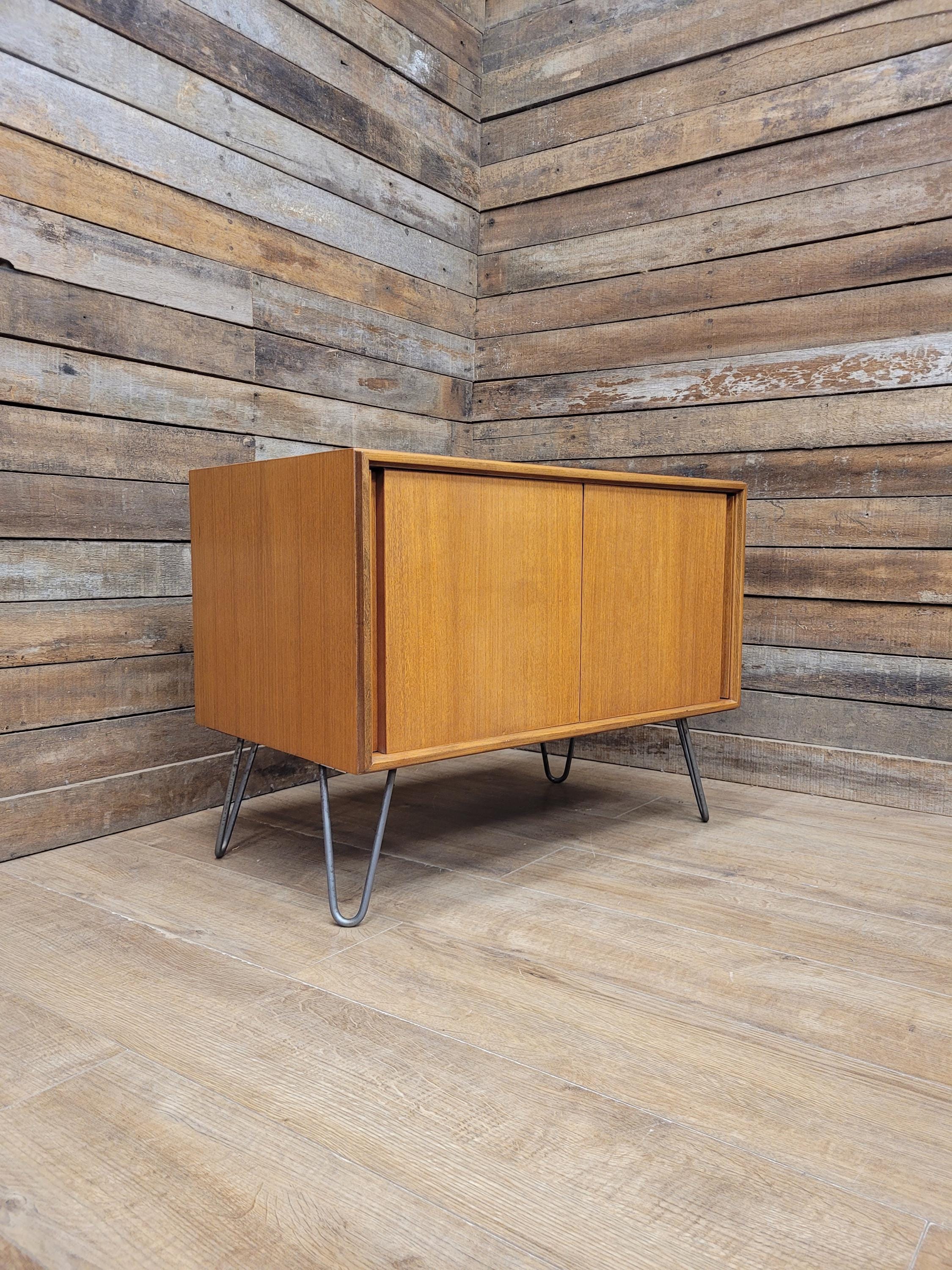 G Plan Teak Sideboard Cabinet Hairpin Legs Mid Century Sliding Door E Gomme MCM