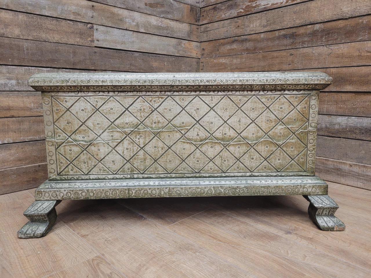 Indian Brass Clad Dowry Chest Coffee Table Storage Trunk