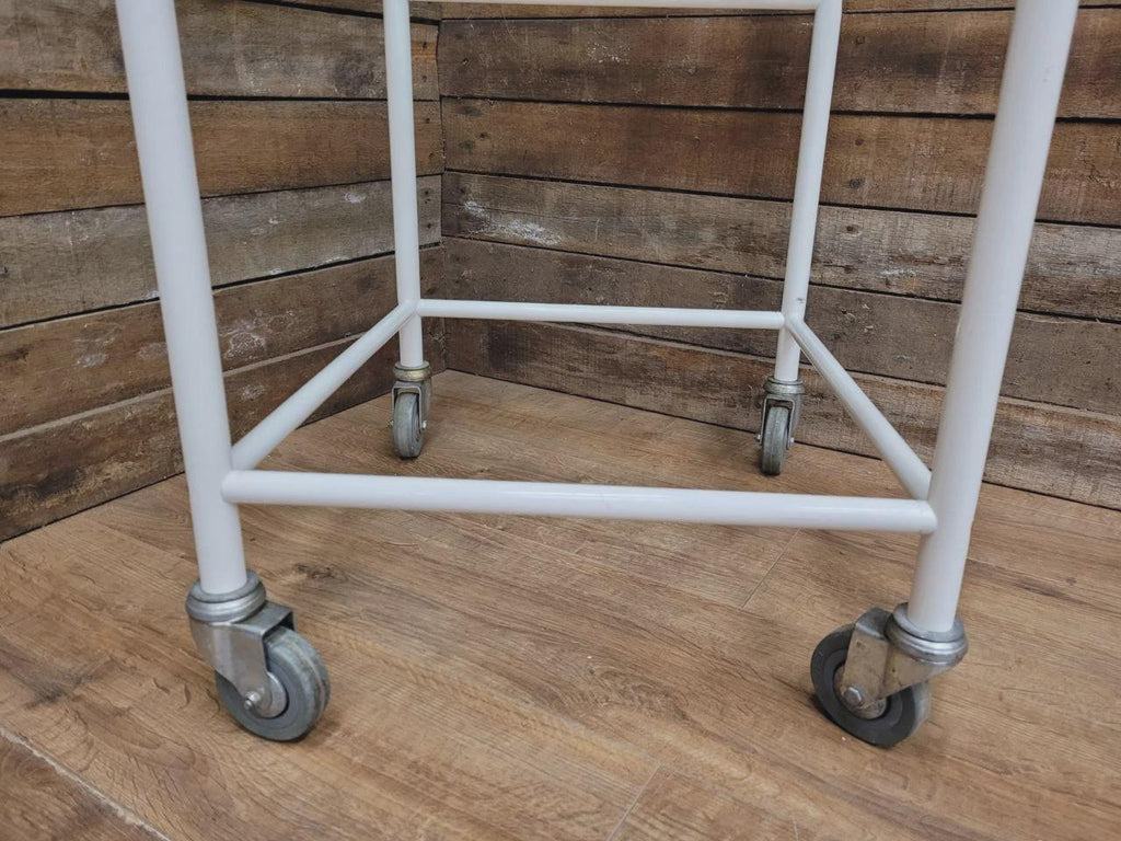 Mid Century Medical Trolley White Tubular Plastic Shelves Drinks Trolley