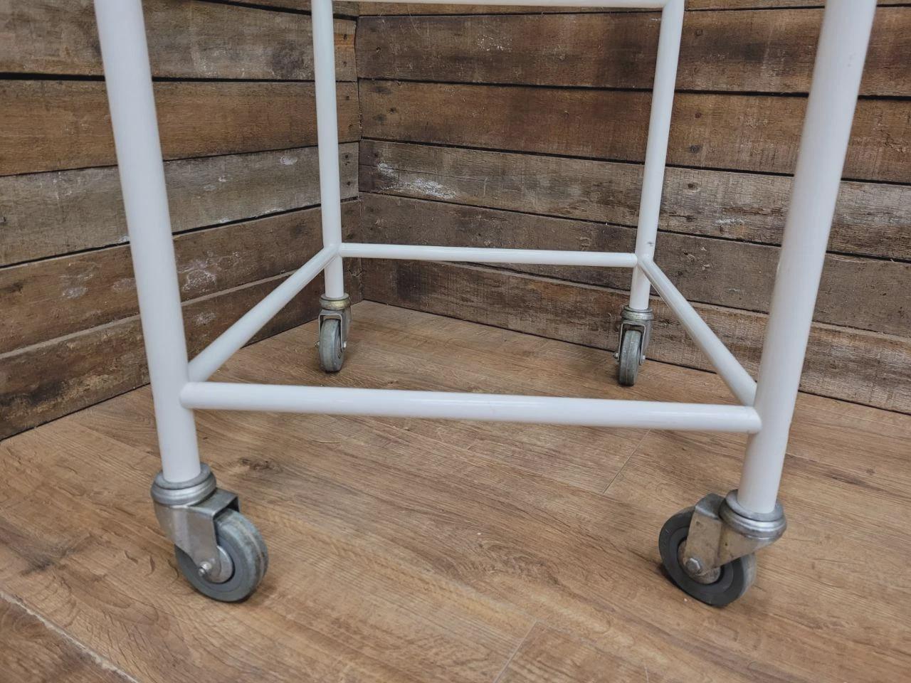 Mid Century Medical Trolley White Tubular Plastic Shelves Drinks Trolley