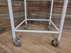 Mid Century Medical Trolley White Tubular Plastic Shelves Drinks Trolley