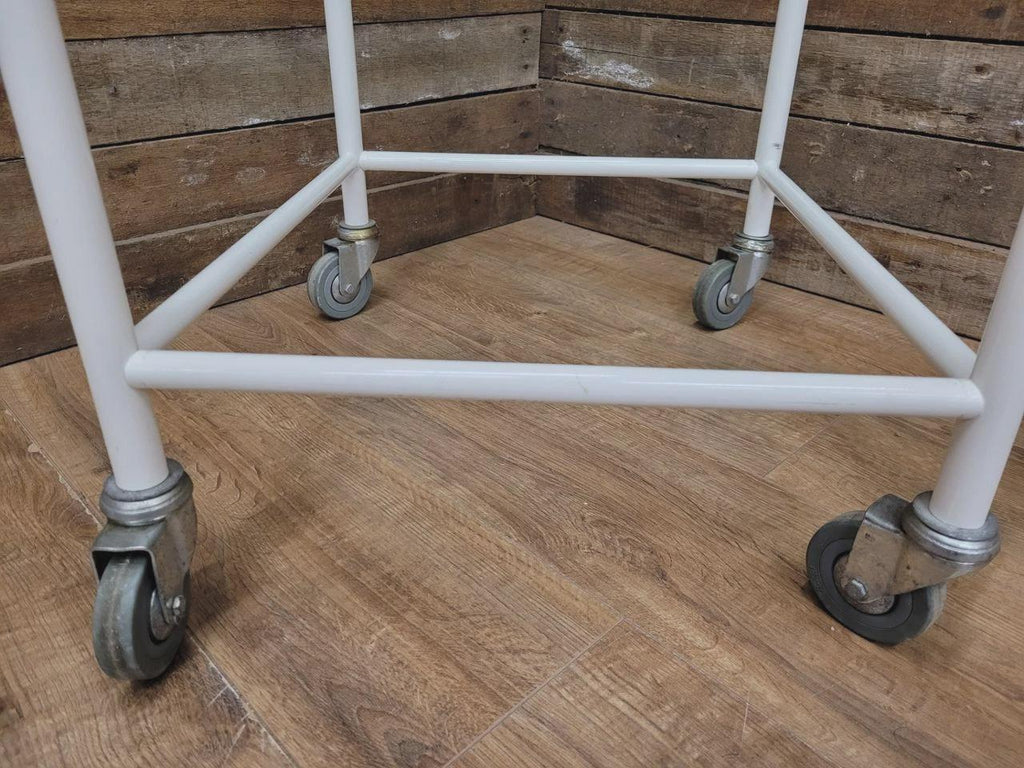 Mid Century Medical Trolley White Tubular Plastic Shelves Drinks Trolley