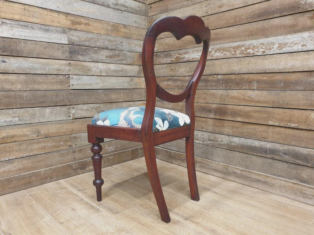 Victorian Mahogany Hall Chair Crane Velvet Upholstery