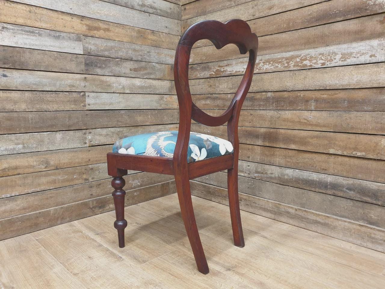 Victorian Mahogany Hall Chair Crane Velvet Upholstery