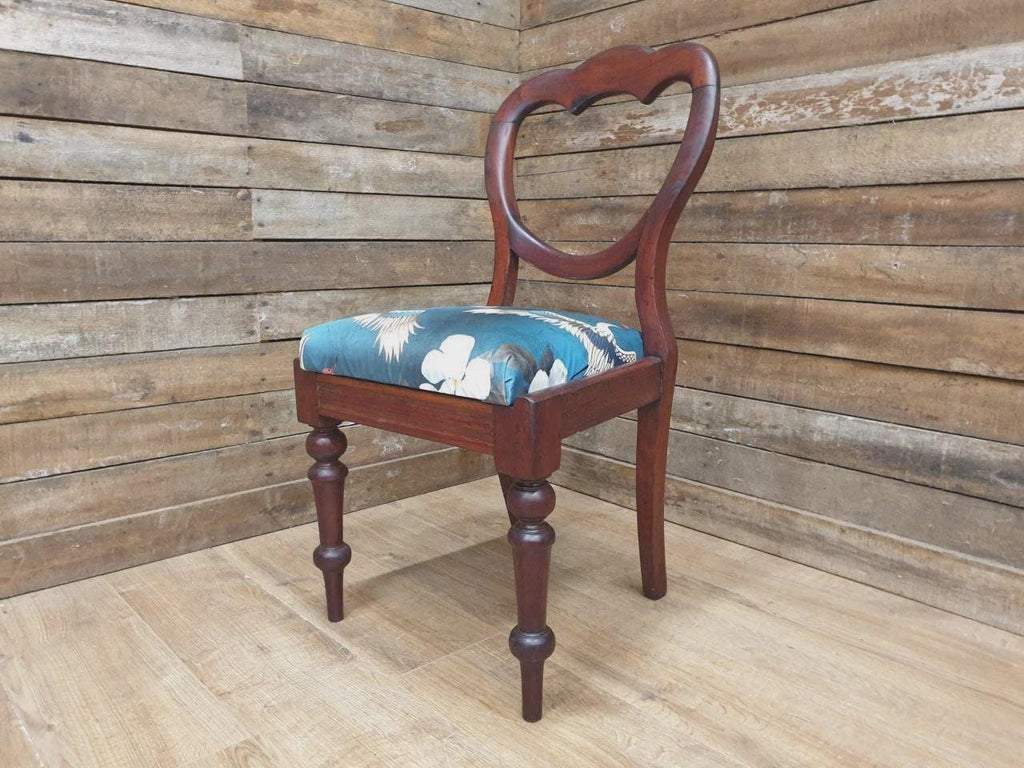 Victorian Mahogany Hall Chair Crane Velvet Upholstery