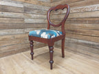 Victorian Mahogany Hall Chair Crane Velvet Upholstery