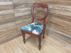 Victorian Mahogany Hall Chair Crane Velvet Upholstery