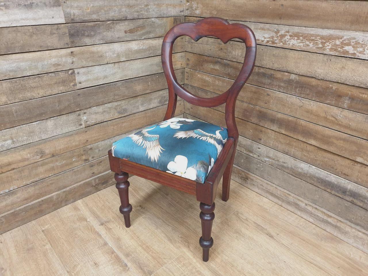 Victorian Mahogany Hall Chair Crane Velvet Upholstery