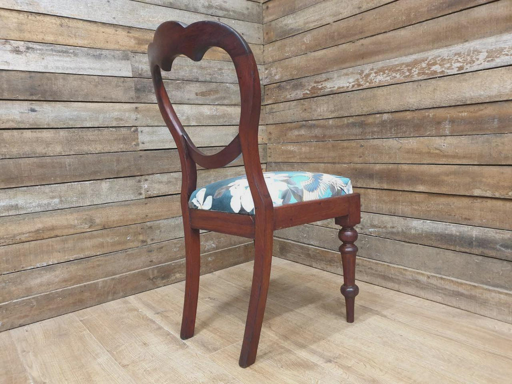 Victorian Mahogany Hall Chair Crane Velvet Upholstery