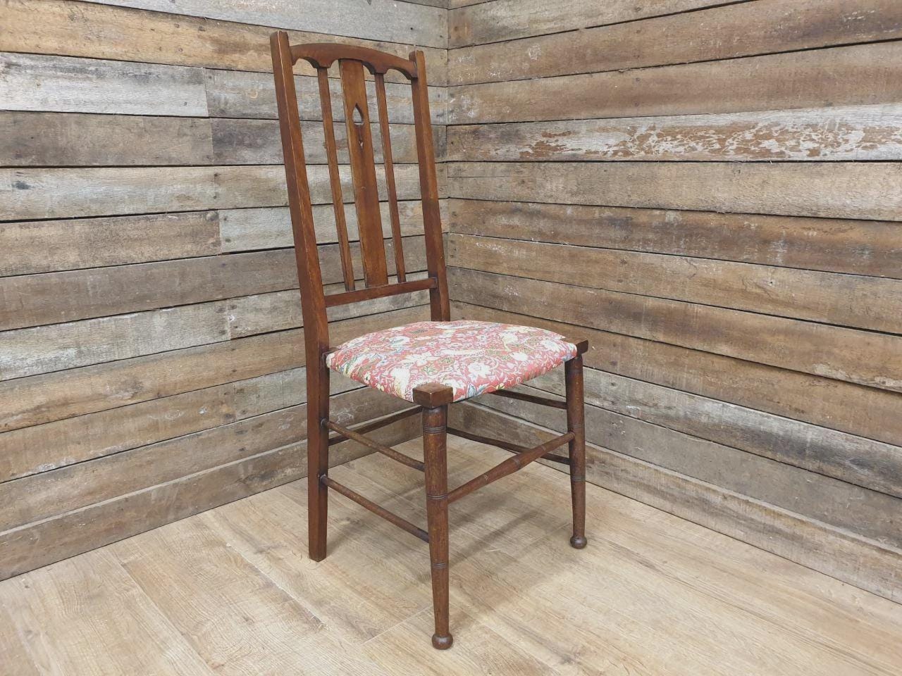 Arts And Crafts Oak Chair William Morris Strawberry Thief Antique Bedroom Chair